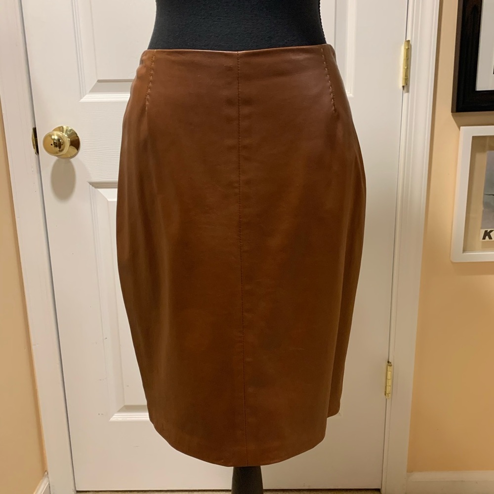 Ralph Lauren purple label brown leather skirt